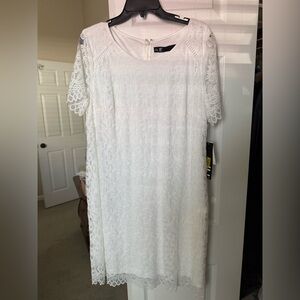 Leslie Fay white from Dillards  lined Textured Dress NWT